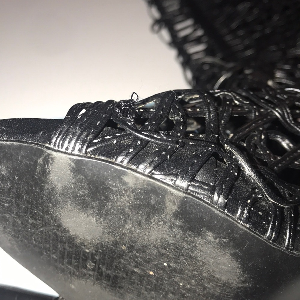 Tall black detailed lace up heels - Picture 6 of 8